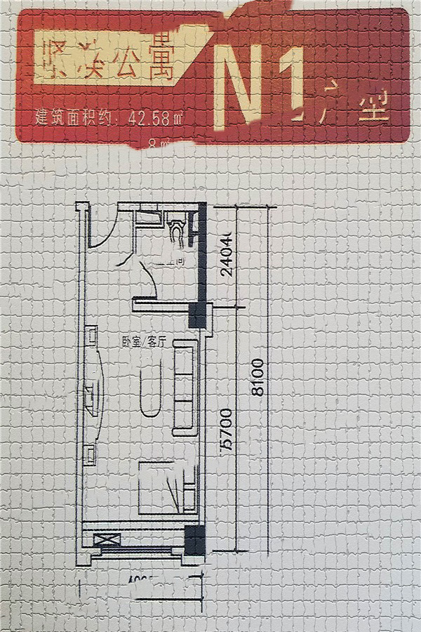 西双版纳义乌商城紧凑公寓N1 1室--厅1卫1厨 42.58㎡