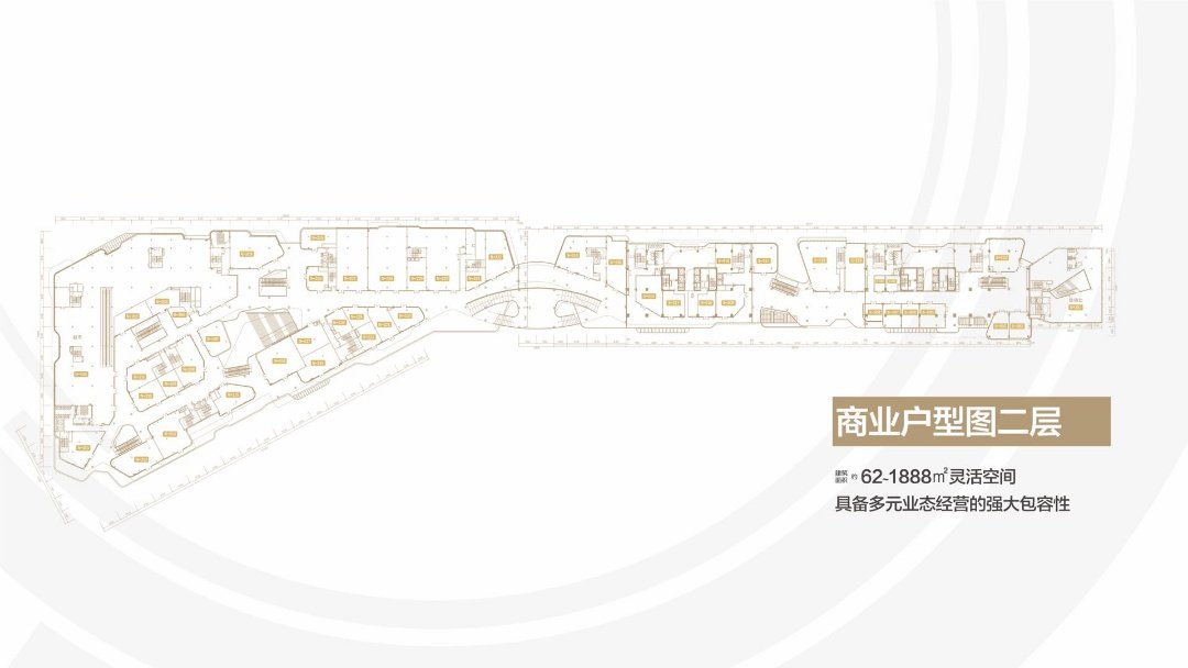 海口雅居乐中心商业二层平面图(建筑面积) 62~1888㎡