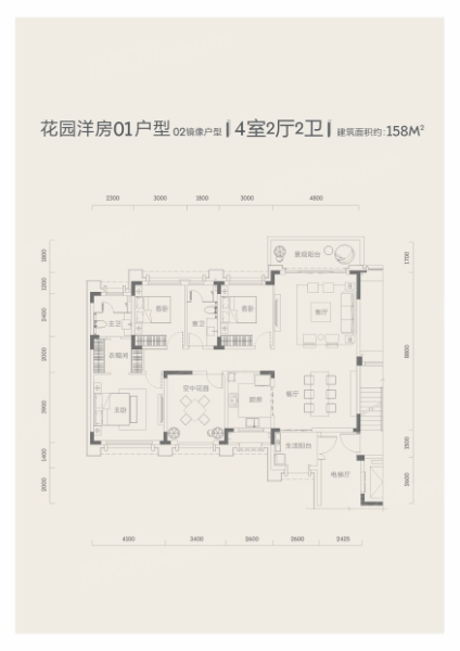 恒荣·城市溪谷5.6.7栋花园洋房01户型（02互为镜像）