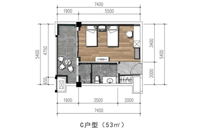 大理悦山海公寓C户型-2#楼户型